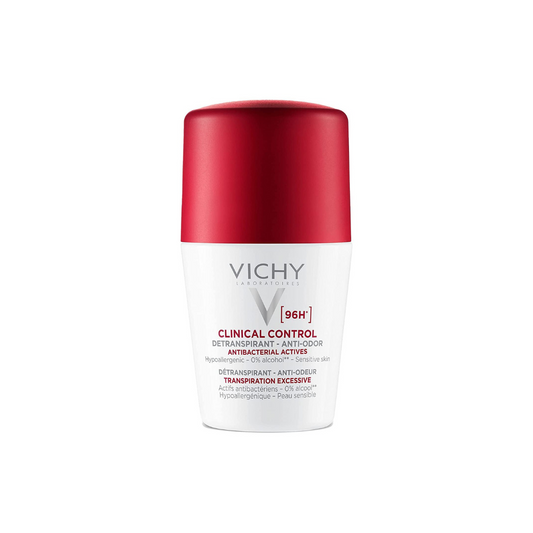 Vichy Anti-Perspirant Roll-On Deodorant Long-Lasting Sweat Protection and Anti-Odour, Suitable For All Skin Types, Hypoallergenic, Paraben-Free, Alcohol Free, Travel Size 50ML