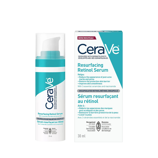 CeraVe Resurfacing RETINOL Serum For Face with niacinamide. Helps even skin tone, skin smoothness, post-acne marks & pore minimizer. Gentle, Fragrance-free, non-comedogenic, sensitive skin, 30ML