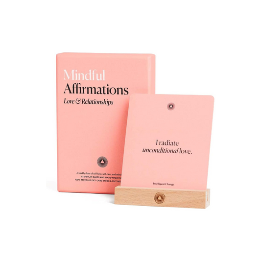 Mindful Affirmation Cards for Love and Relationships, Daily Words of Inspiration, Self Affirmation Inspirational Gifts, Self Care Positive Affirmation, Display Stand, Deck of 52 - Intelligent Change