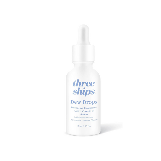 Three Ships Dew Drops Mushroom Hyaluronic Acid + Vitamin C Serum – As Seen on Dragon's Den - Vegan Facial Serum Brightens + Plumps Skin – Intensive Natural Face Serum for All Skin Types, 30ml