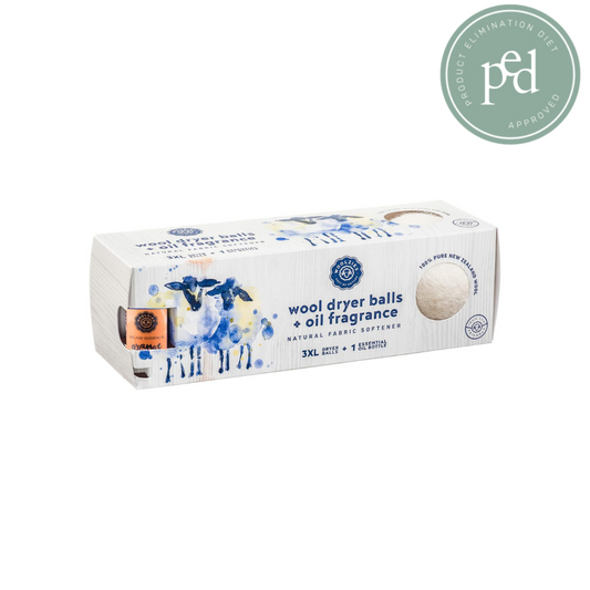 Woolzies 3 Pack XL 100% Pure Wool Dryer Balls Natural Fabric Laundry Softener + 100% Pure Sweet Orange Essential Oil Combo