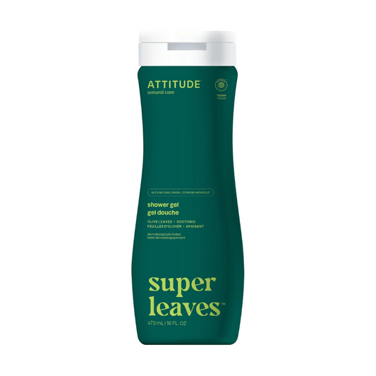 ATTITUDE Body Wash, Made in Canada, EWG Verified Shower Gel, Dermatologically Tested, Plant and Mineral-Based, Vegan Personal Care Products, Olive Leaves, 473 mL