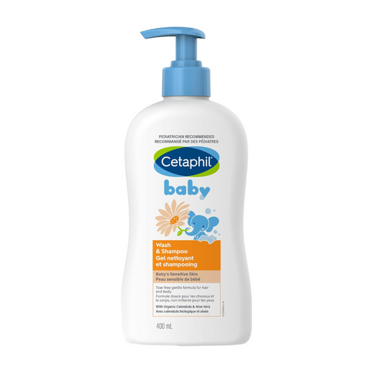 Cetaphil Baby Wash & Shampoo With Organic Calendula - Tear Free - Paraben, Colourant and Mineral Oil Free - 400ml Pump