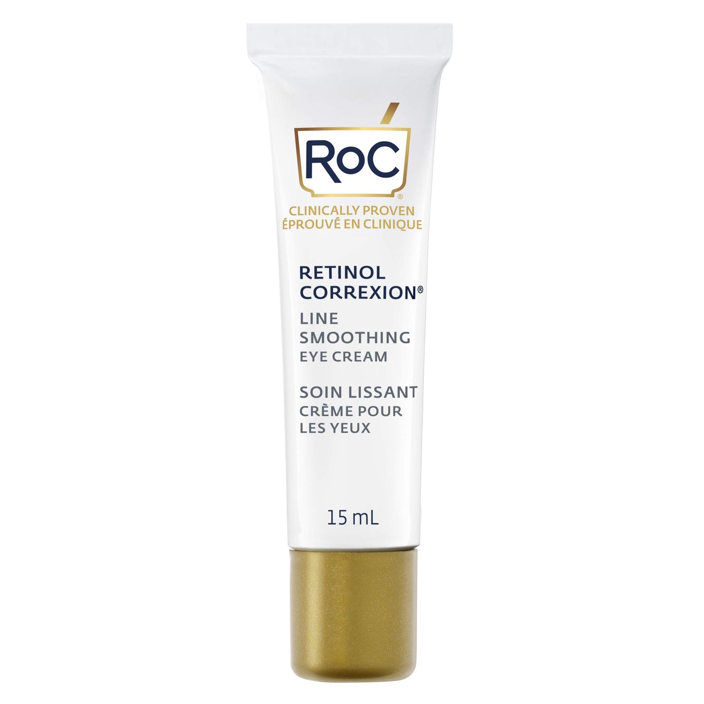 RoC Retinol Correxion®️ Under Eye Cream for Dark Circles & Puffiness, Daily Wrinkle Cream, Anti Aging Line Smoothing Skin Care Treatment, 15ML, White